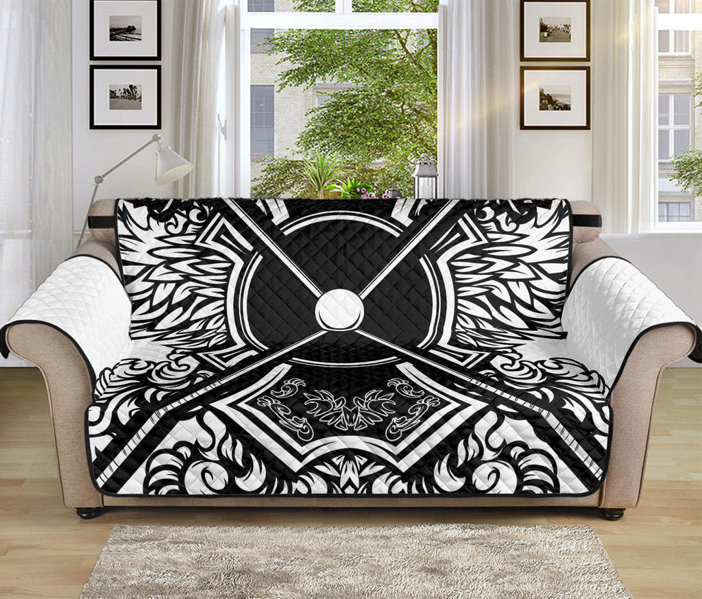 Lacrosse Sticks And Ornate Wing Print Sofa Protector