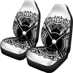 Lacrosse Sticks And Ornate Wing Print Universal Fit Car Seat Covers