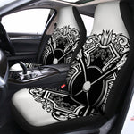 Lacrosse Sticks And Ornate Wing Print Universal Fit Car Seat Covers