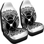 Lacrosse Sticks And Ornate Wing Print Universal Fit Car Seat Covers