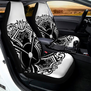 Lacrosse Sticks And Ornate Wing Print Universal Fit Car Seat Covers