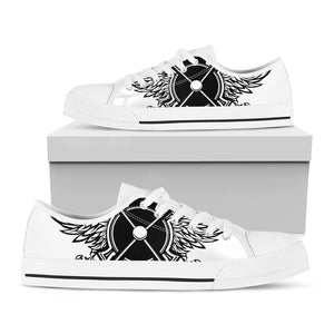 Lacrosse Sticks And Ornate Wing Print White Low Top Shoes