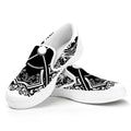 Lacrosse Sticks And Ornate Wing Print White Slip On Sneakers