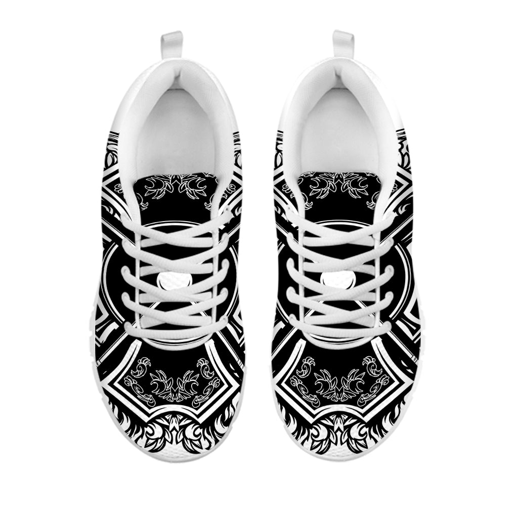 Lacrosse Sticks And Ornate Wing Print White Sneakers