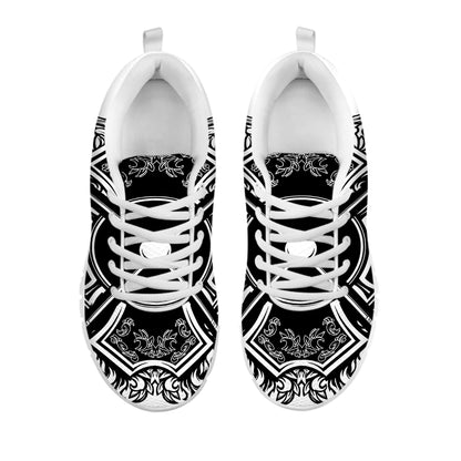 Lacrosse Sticks And Ornate Wing Print White Sneakers