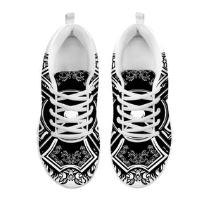 Lacrosse Sticks And Ornate Wing Print White Sneakers