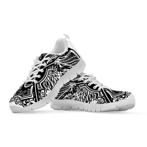 Lacrosse Sticks And Ornate Wing Print White Sneakers