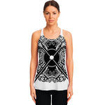 Lacrosse Sticks And Ornate Wing Print Women's Racerback Tank Top