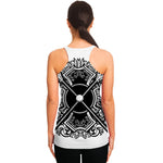 Lacrosse Sticks And Ornate Wing Print Women's Racerback Tank Top