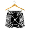 Lacrosse Sticks And Ornate Wing Print Women's Shorts