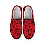 Ladybug Spots Pattern Print Black Slip On Shoes