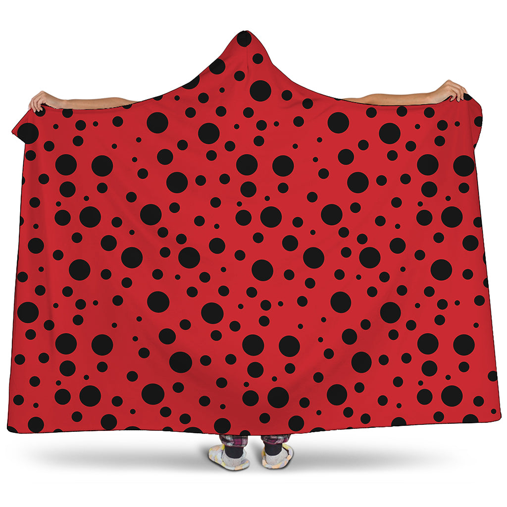Ladybug Spots Pattern Print Hooded Blanket