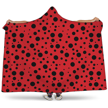 Ladybug Spots Pattern Print Hooded Blanket