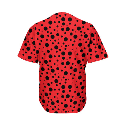Ladybug Spots Pattern Print Men's Baseball Jersey