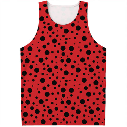 Ladybug Spots Pattern Print Men's Tank Top