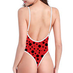 Ladybug Spots Pattern Print One Piece High Cut Swimsuit