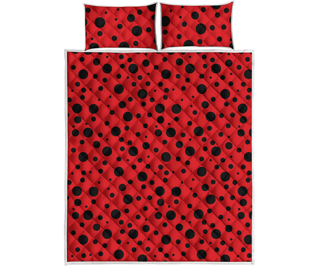 Ladybug Spots Pattern Print Quilt Bed Set