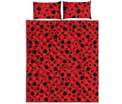 Ladybug Spots Pattern Print Quilt Bed Set
