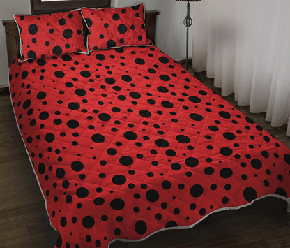 Ladybug Spots Pattern Print Quilt Bed Set