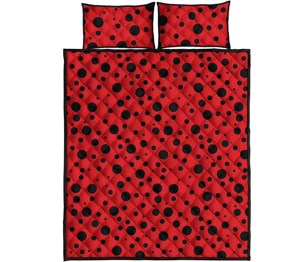 Ladybug Spots Pattern Print Quilt Bed Set