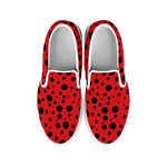 Ladybug Spots Pattern Print White Slip On Shoes
