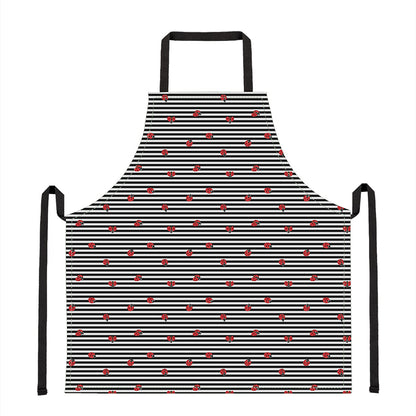 Ladybug Striped Pattern Print Apron