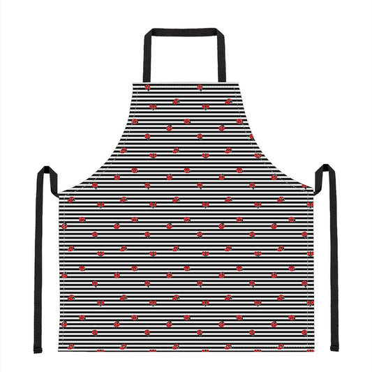 Ladybug Striped Pattern Print Apron