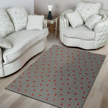 Ladybug Striped Pattern Print Area Rug
