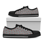 Ladybug Striped Pattern Print Black Low Top Shoes