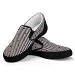 Ladybug Striped Pattern Print Black Slip On Shoes