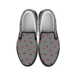 Ladybug Striped Pattern Print Black Slip On Shoes