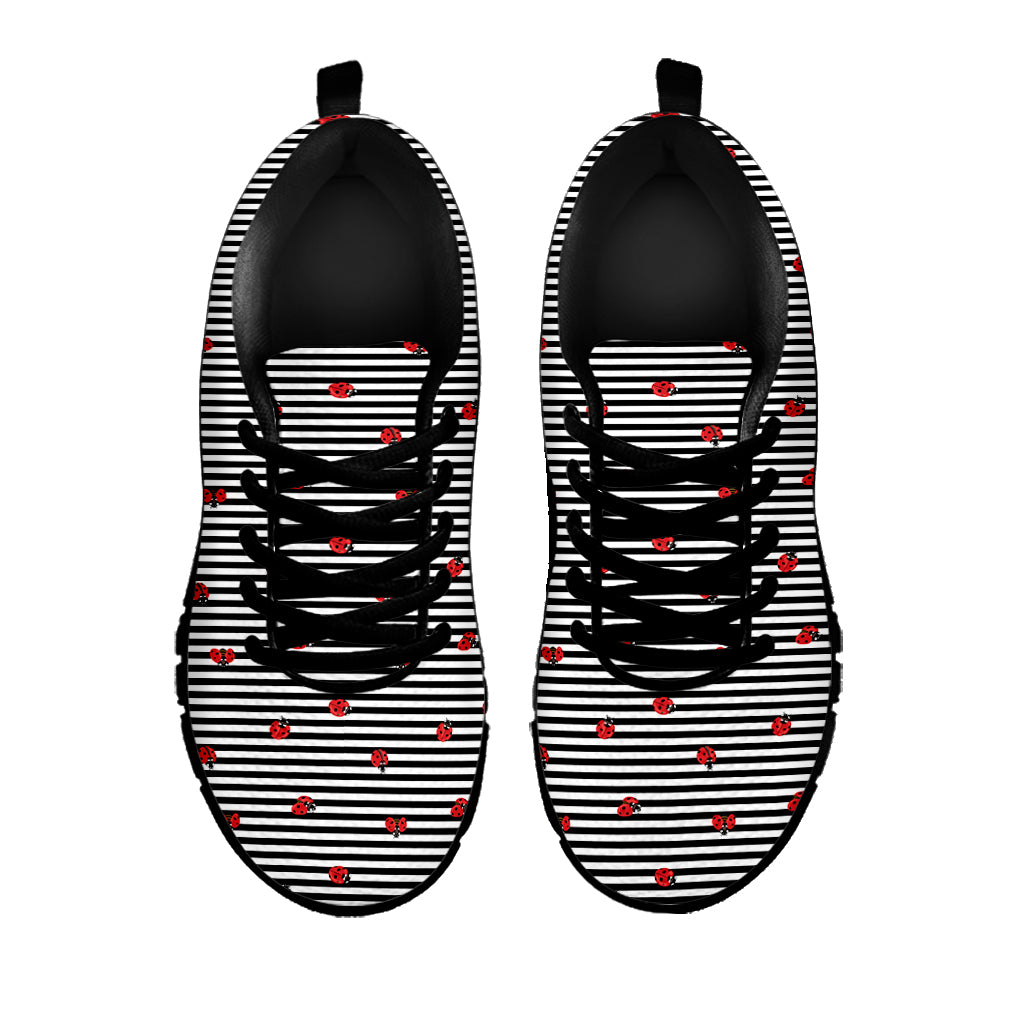 Ladybug Striped Pattern Print Black Sneakers