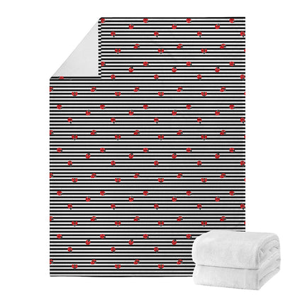 Ladybug Striped Pattern Print Blanket