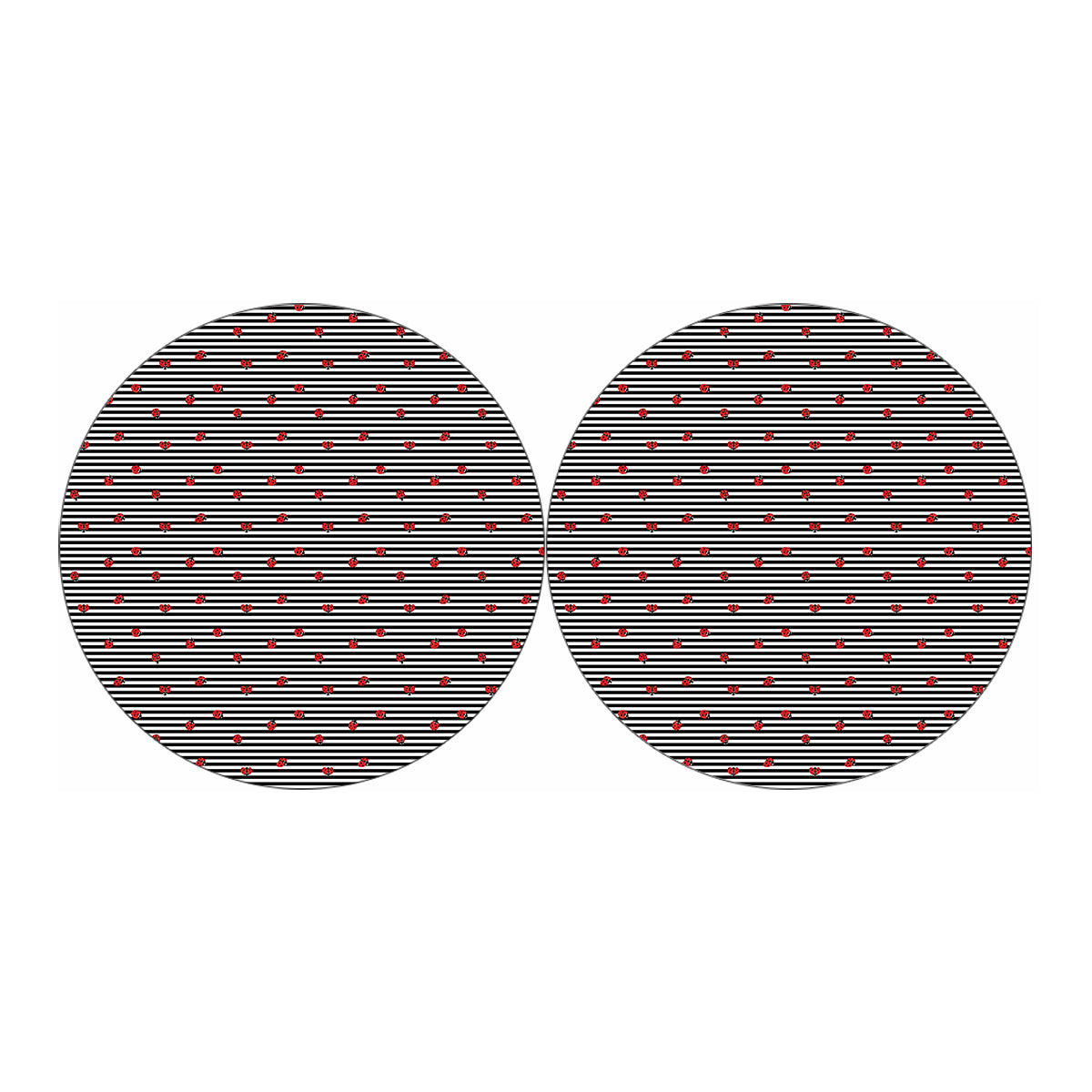 Ladybug Striped Pattern Print Car Coasters