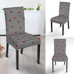Ladybug Striped Pattern Print Dining Chair Slipcover