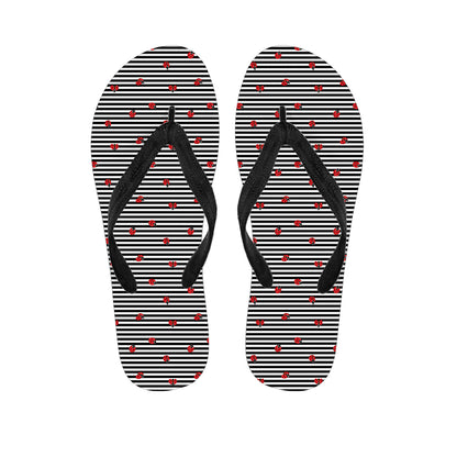 Ladybug Striped Pattern Print Flip Flops