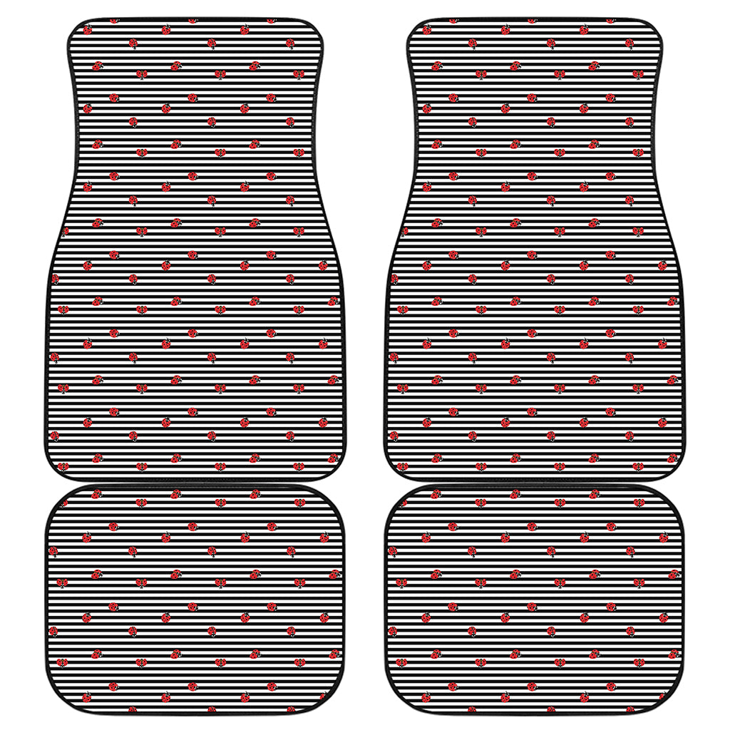 Ladybug Striped Pattern Print Front and Back Car Floor Mats