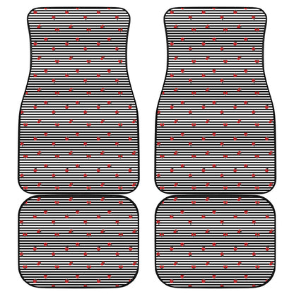Ladybug Striped Pattern Print Front and Back Car Floor Mats
