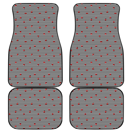 Ladybug Striped Pattern Print Front and Back Car Floor Mats