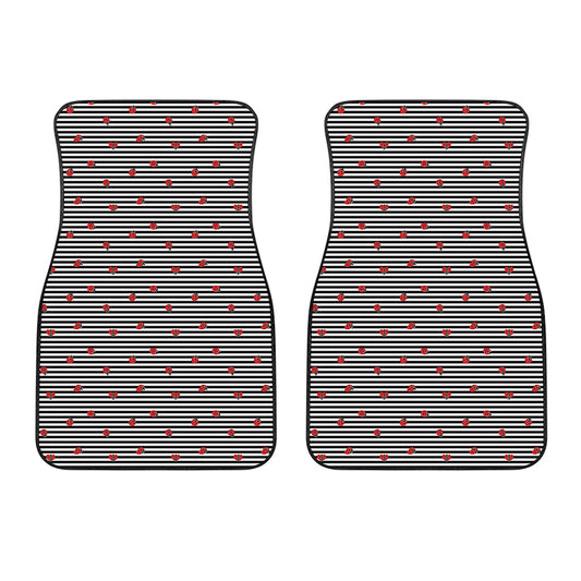 Ladybug Striped Pattern Print Front Car Floor Mats