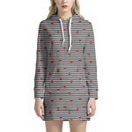 Ladybug Striped Pattern Print Hoodie Dress