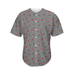 Ladybug Striped Pattern Print Men's Baseball Jersey