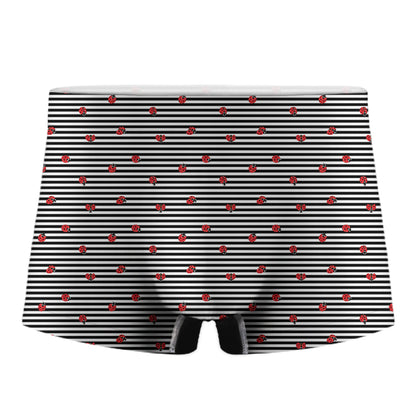Ladybug Striped Pattern Print Men's Boxer Briefs