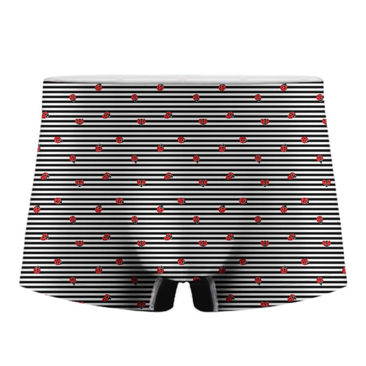 Ladybug Striped Pattern Print Men's Boxer Briefs