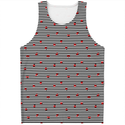 Ladybug Striped Pattern Print Men's Tank Top