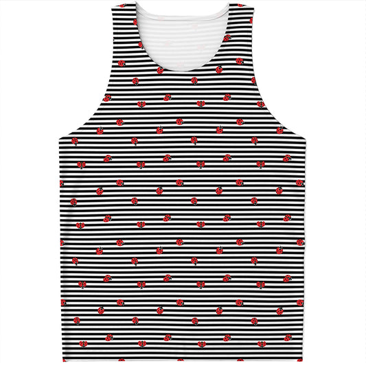 Ladybug Striped Pattern Print Men's Tank Top