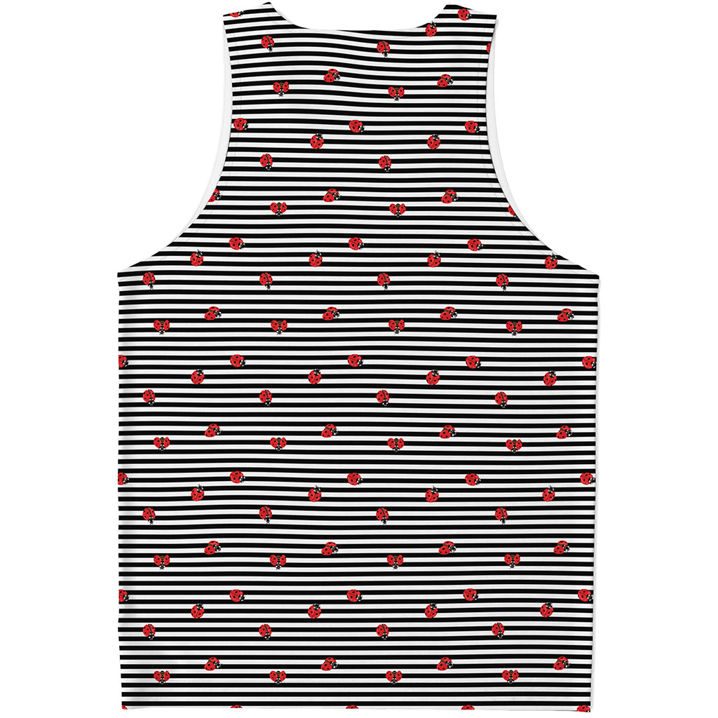 Ladybug Striped Pattern Print Men's Tank Top