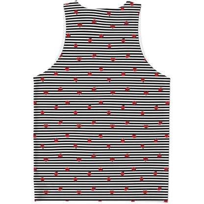 Ladybug Striped Pattern Print Men's Tank Top