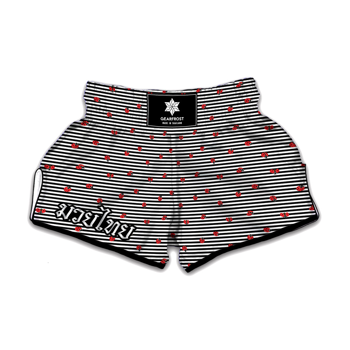 Ladybug Striped Pattern Print Muay Thai Boxing Shorts