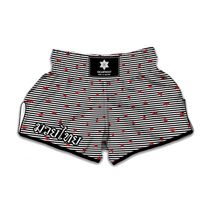 Ladybug Striped Pattern Print Muay Thai Boxing Shorts